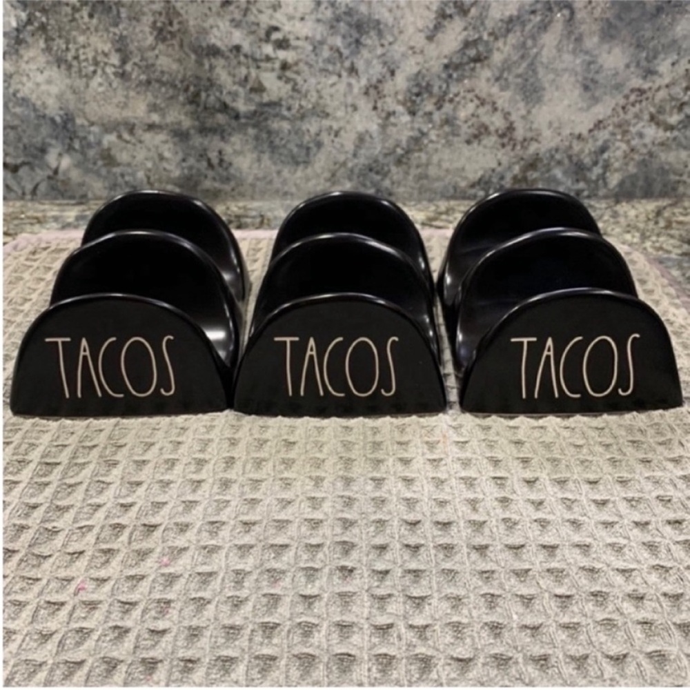 NWT Rae Dunn “TACOS” Taco Holders Black Set of 3